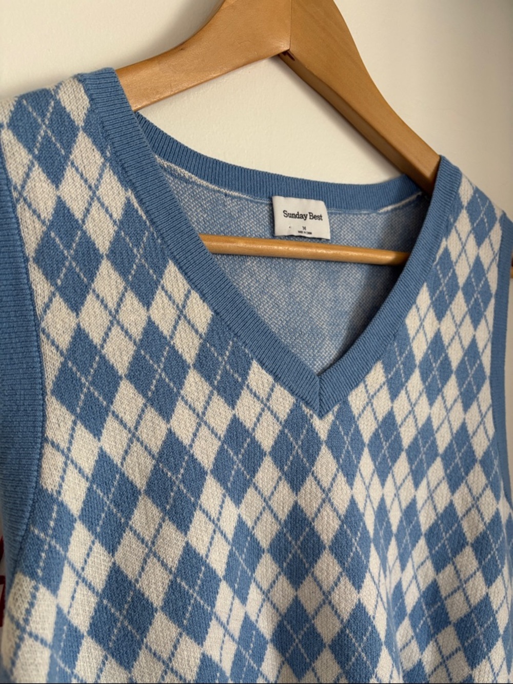 Sunday Best Light Blue & White Argyle Knit Vest
